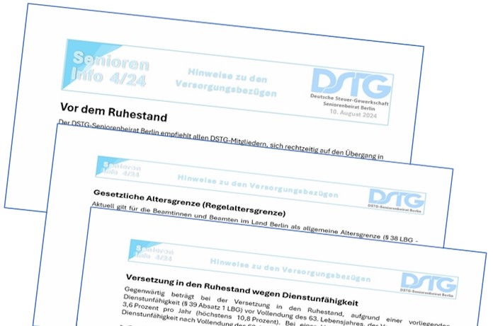 Mehr über den Artikel erfahren DSTG-Seniorenbeirat Berlin informiert: Hinweise für den Ruhestand
